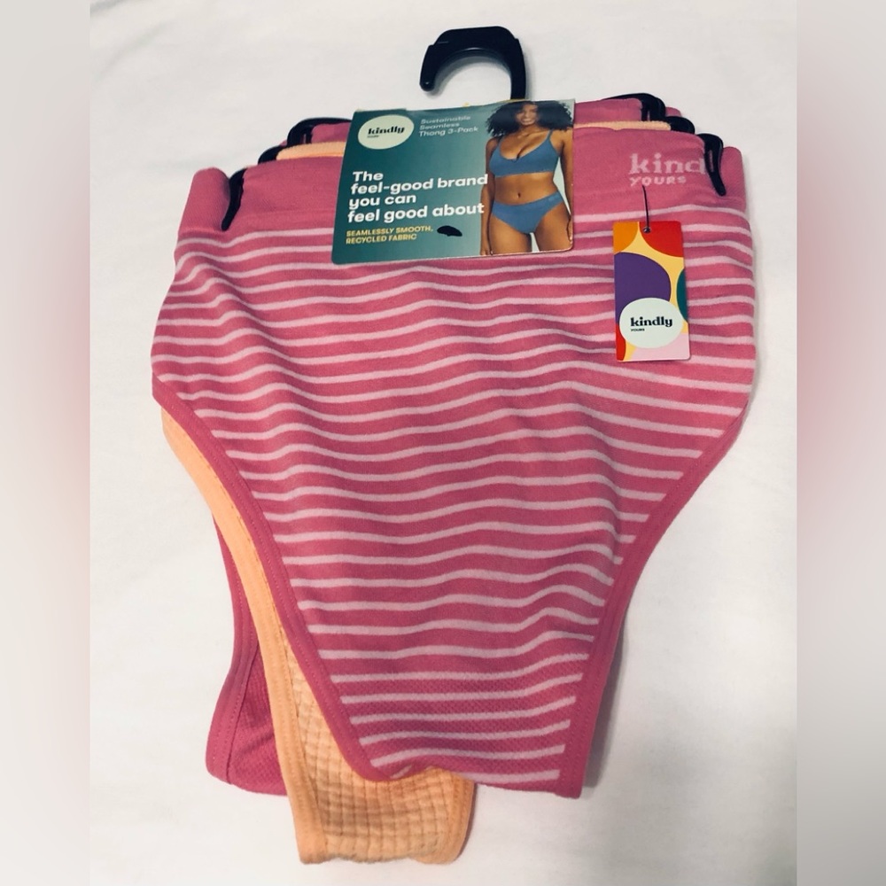 Women’s 3 Pack Seamless Thongs Panties pink stripes orange pink.XXXL(22)